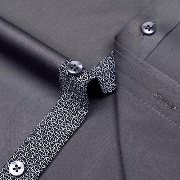 Men's Casual Long Sleeve Stretch Dress Regular Fit Button Down Shirts - Picture 5 of 5